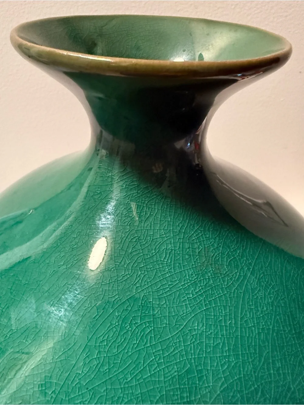 Green and Brown Ceramic Decorative Vase 12”